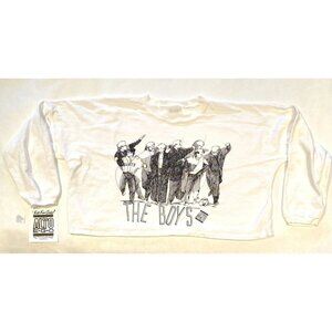 Vintage 80s Alto Ego white french terry crop top shirt New wave retro vibe OS